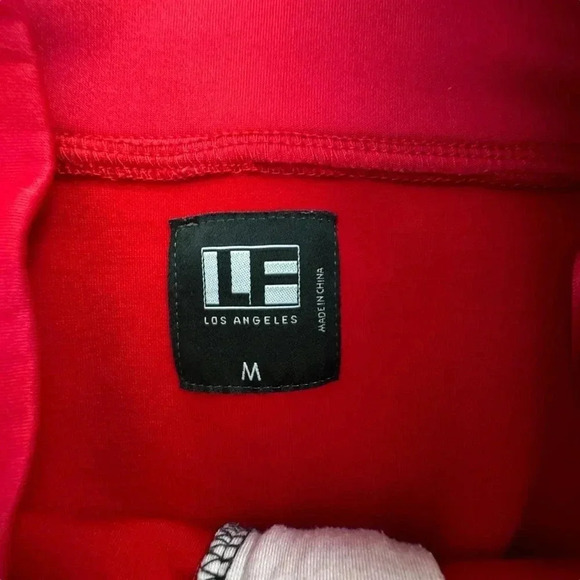 Vintage LF Cropped Red Black Track Suit Jacket OverSized Medium Mesh Detail - Picture 7 of 11